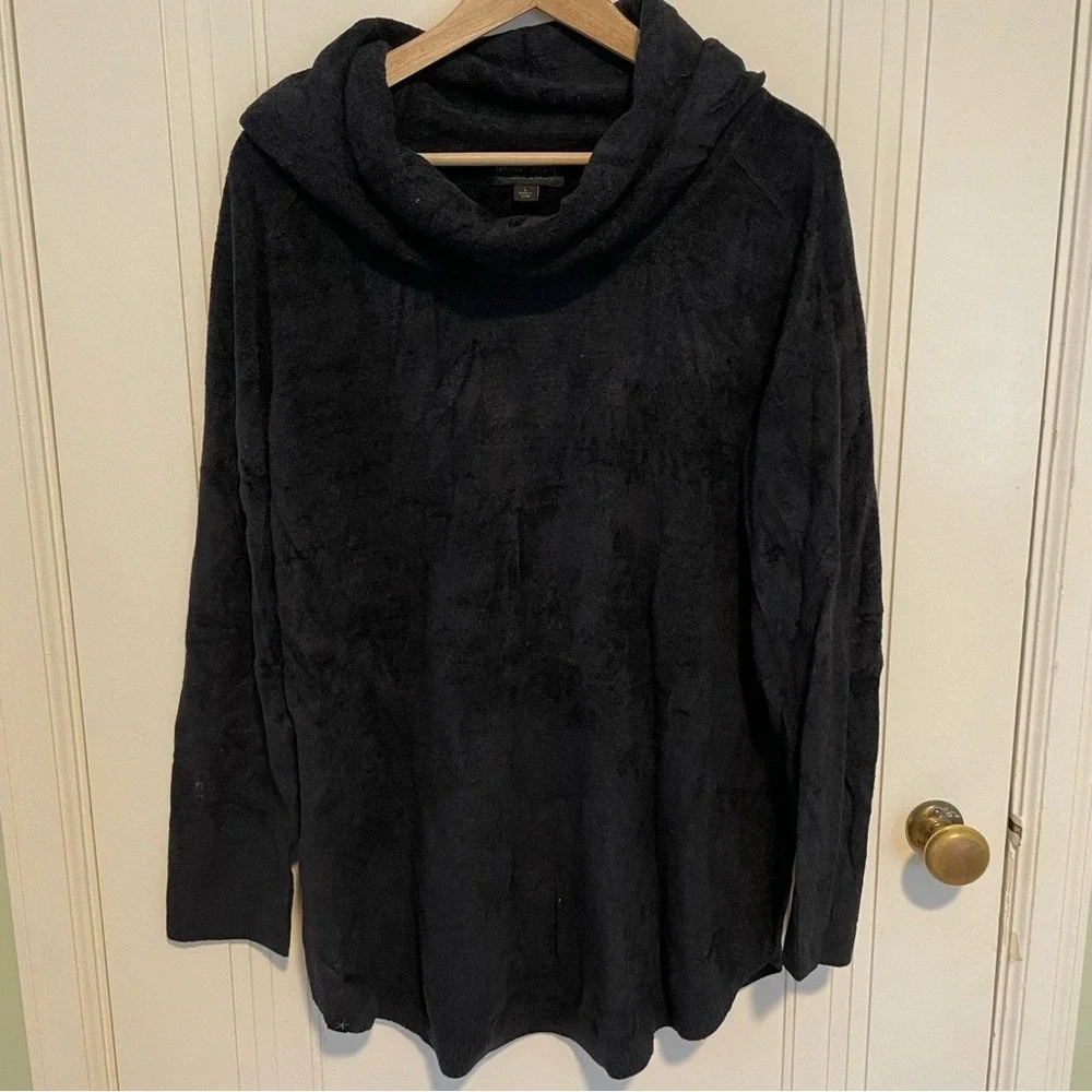 Barefoot Dreams CozyChic Ultra Lite Cowl Neck Sweater in Black Size‎ L